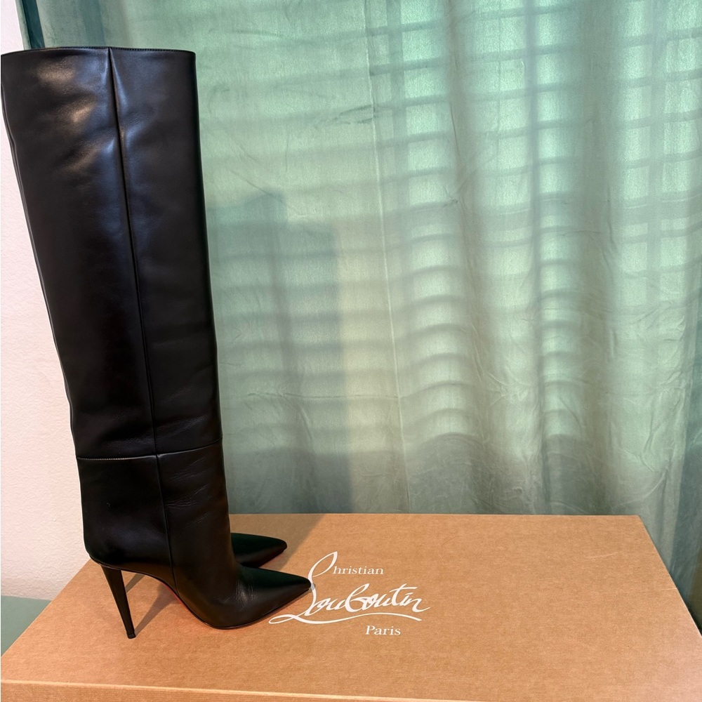 Christian Louboutin Astrilarge over the knee Black leather Boots 100 38.5
